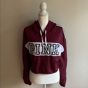 VS PINK Maroon Cropped Raglan Pullover